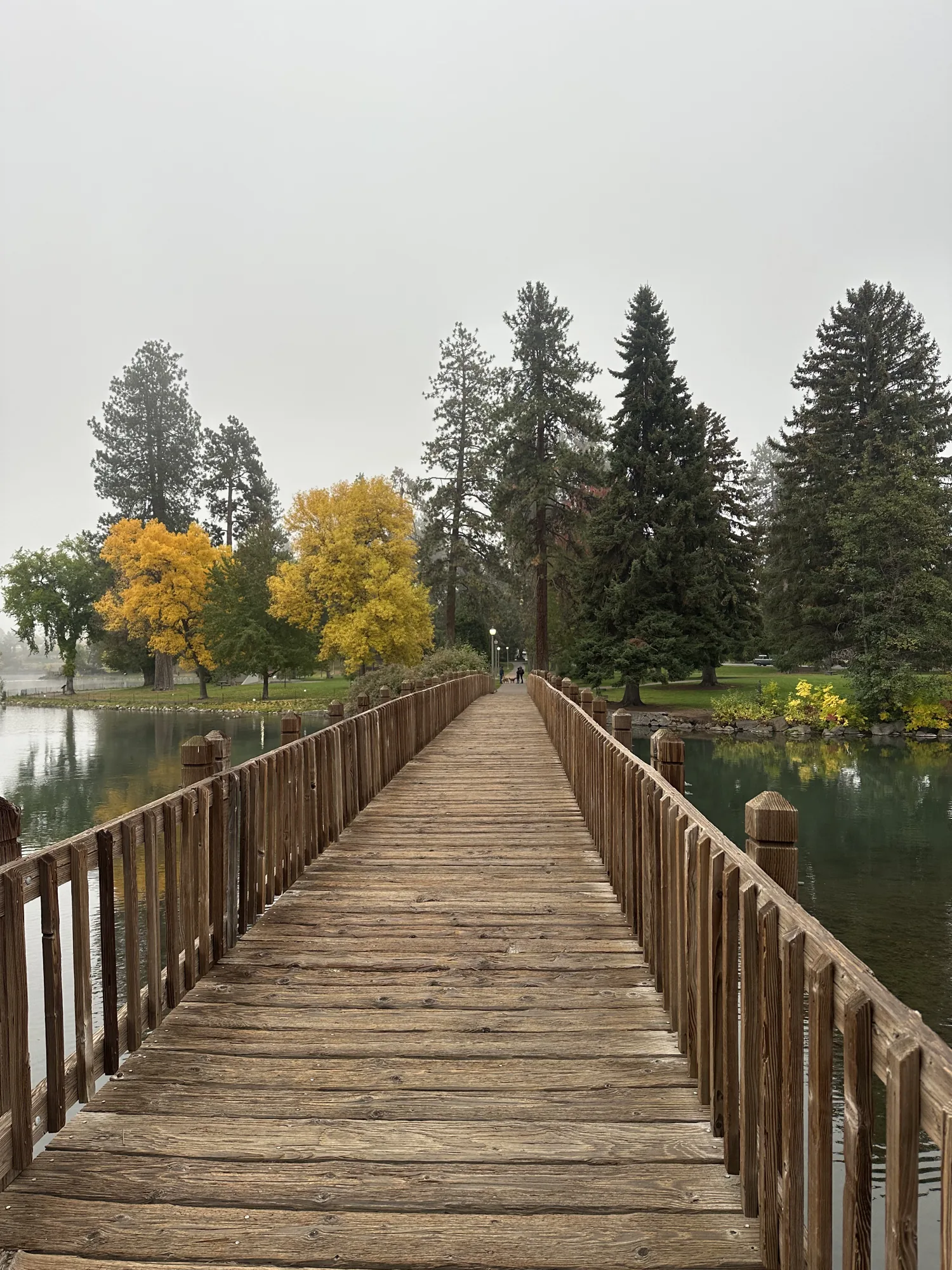 Wooden bridge over the river in Bend, Oregon