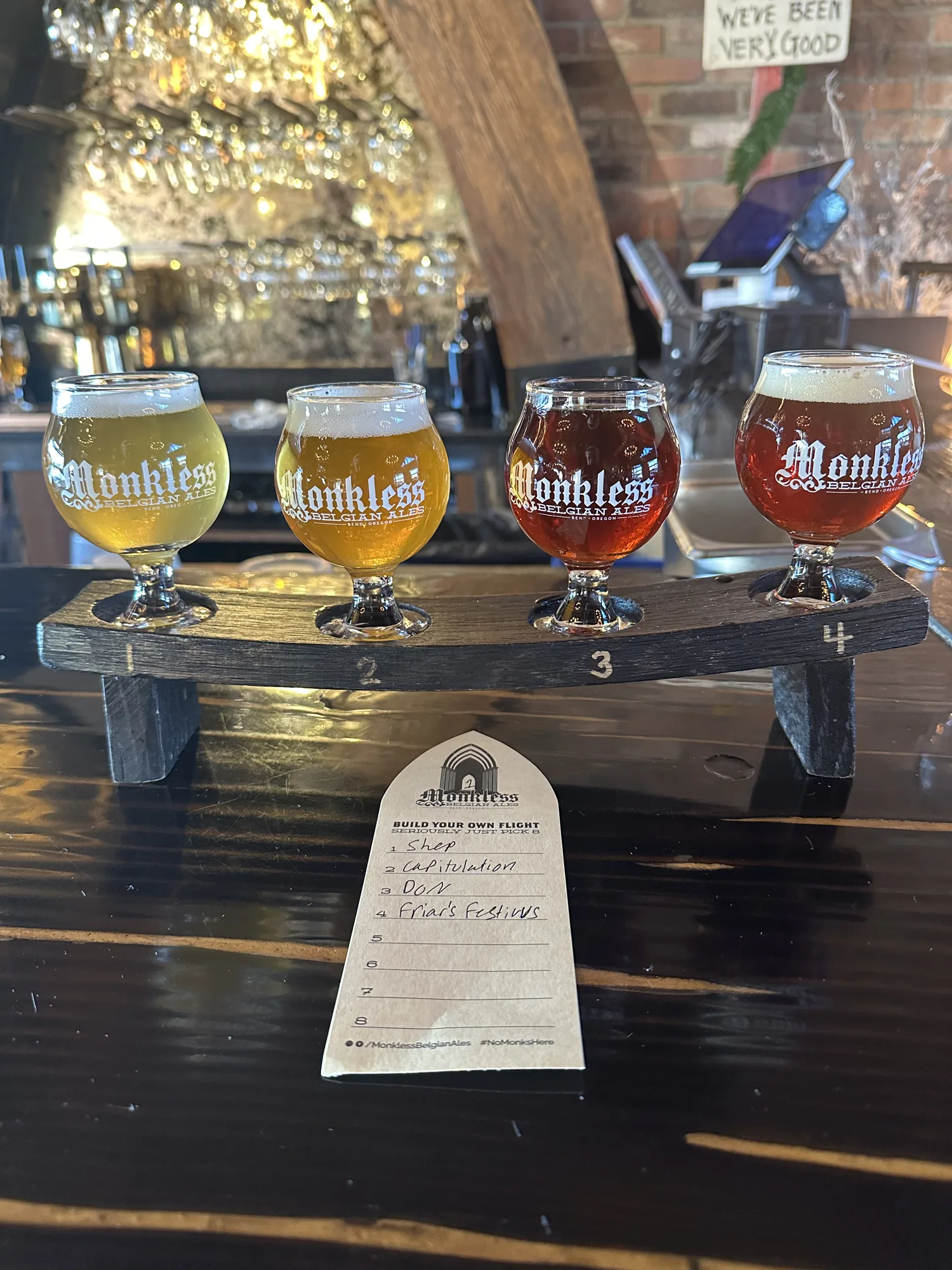 Craft beer on a table in Bend, Oregon