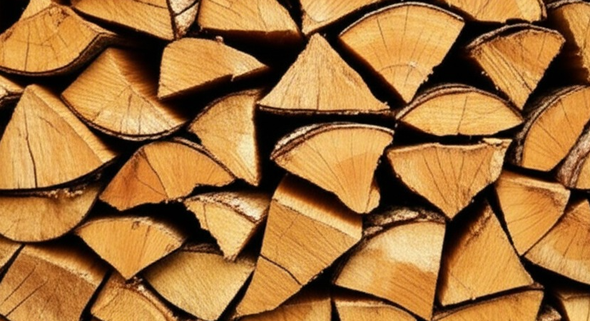 Split firewood stacked for winter in Central Oregon